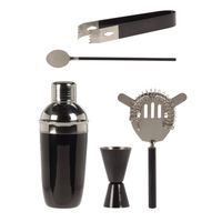 RVS barset / cocktailset / giftset met cocktailshaker 5-delig zwart - Cocktailshakers - thumbnail