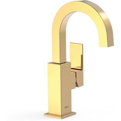 Wastafelkraan Tres Cuadro | Opbouw | Draaibare uitloop | Mengkraan | Standaard model | 1-hendel | Vierkant | 24k Goud glans