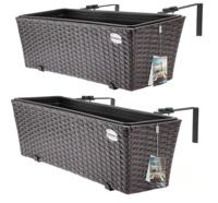 Polyrotan Balkonbak Set van 2 kleur Bruin