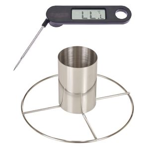 Kiprooster/kippengrill voor de barbecue/BBQ/oven RVS 20 cm met vleesthermometer / braadthermometer