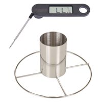 Kiprooster/kippengrill voor de barbecue/BBQ/oven RVS 20 cm met vleesthermometer / braadthermometer - thumbnail