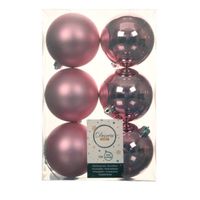 12x stuks kunststof kerstballen lippenstift roze 8 cm glans/mat - Kerstbal - thumbnail