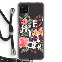 Hello in flowers: Samsung Galaxy A22 5G Transparant Hoesje met koord - thumbnail