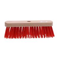 Linea straatbezem rood nylon-hout 30cm