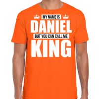 Naam cadeau t-shirt my name is Daniel - but you can call me King oranje voor heren