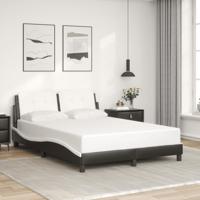 Bedframe met hoofdbord kunstleer zwart en wit 140x200 cm