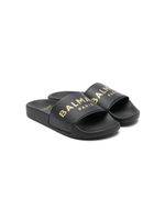 Balmain Kids claquettes à logo imprimé - Noir