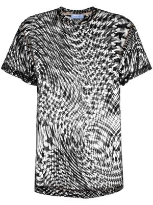 Mugler t-shirt en résille à imprimé étoile - Noir