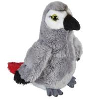 Pluche grijze roodstaartpapegaai knuffel - 15 cm - Papegaaien vogel knuffels
