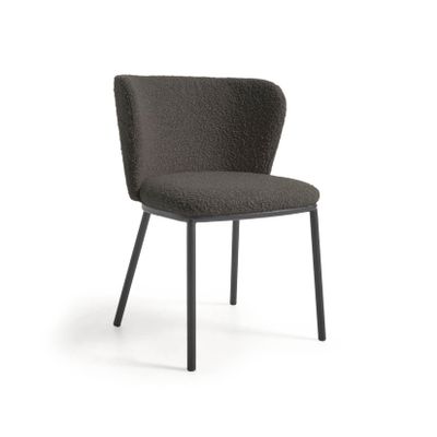 Kave Home Ciselia eetkamerstoel bouclé Zwart
