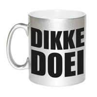 Dikke doei afscheids cadeau mok - zilver - 300 ml keramiek