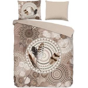 HIP Collectie Mandala Flanel Dekbedovertrek Taupe-Lits-jumeaux (240 x 200/220 cm)