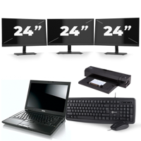 Dell Latitude E6400 - Intel Core 2 Duo - 14 inch - 4GB RAM - 240GB SSD - Windows 10 Home + 3x 24 inch Monitor