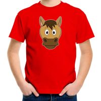 Cartoon paard t-shirt rood voor jongens en meisjes - Cartoon dieren t-shirts kinderen - thumbnail