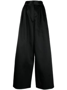 KHAITE pantalon palazzo en satin à détails plissés - Noir