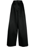 KHAITE pantalon palazzo en satin à détails plissés - Noir