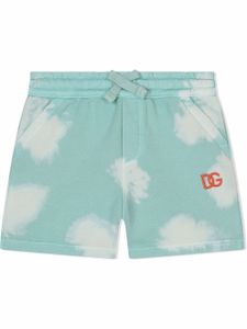 Dolce & Gabbana Kids short à imprimé tie dye - Bleu