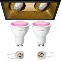 Philips Hue LED Inbouwspots Dubbel Mat Zwart/Goud 185x93mm Bluetooth