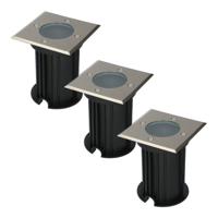 Set van 3 Ramsay LED Grondspots - Vierkant - RVS - GU10 fitting - Excl. lichtbron - IP67 waterdicht - Tuinspot - Oprit