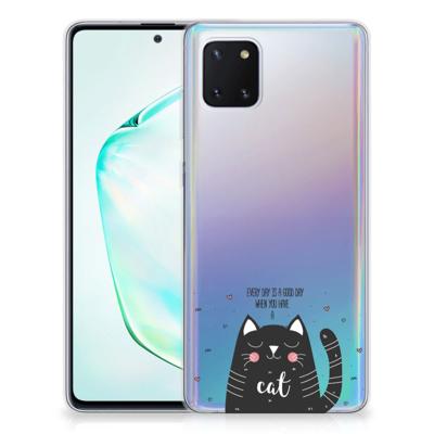 Samsung Galaxy Note 10 Lite Telefoonhoesje met Naam Cat Good Day Samsung Galaxy Note 10 Lite Telefoonhoesje met Naam Cat Good Day