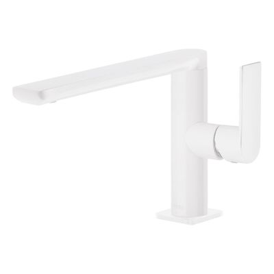 Wastafelkraan Tres Loft | Opbouw | Draaibare uitloop | Mengkraan | Standaard model | 1-hendel | Rond | Wit mat