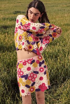 Multicolor gehaakte trui - WHITE - L