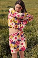 Multicolor gehaakte trui - WHITE - L