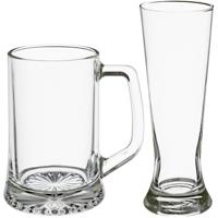 Bierglazen set - bierpullen/pilsglazen fluitje - 8x stuks - glas - Bierglazen - thumbnail