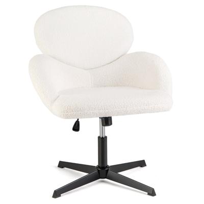 Vaste Bureaustoel Draaistoel in Hoogte Verstelbaar en Kantelfunctie Ergonomische Brede Zitting Elegante Bureaustoel Wit