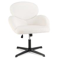 Vaste Bureaustoel Draaistoel in Hoogte Verstelbaar en Kantelfunctie Ergonomische Brede Zitting Elegante Bureaustoel Wit