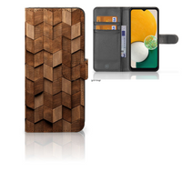 Book Style Case voor Samsung Galaxy A14 4G Wooden Cubes - thumbnail