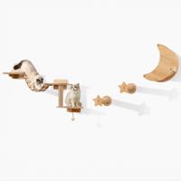 6 STK Klimwand Katten 2-traps Krabpaal met Platforms Hangmat Kattenladder Klimboom Houten kattenmeubels Natuur