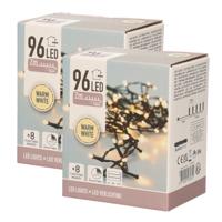 Kerstverlichting - 2x - op batterij - 96 LED lampjes - warm wit buiten - 7 m