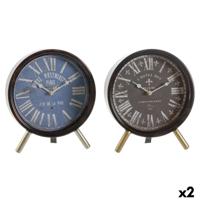 Tafelklok DKD Home Decor Blauw Zwart Vintage (2 Stuks)