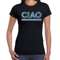Fout CIAO t-shirt met blauw slangenprint  zwart voor dames 2XL  - - thumbnail