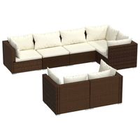 vidaXL 7-delige Loungeset met kussens poly rattan bruin