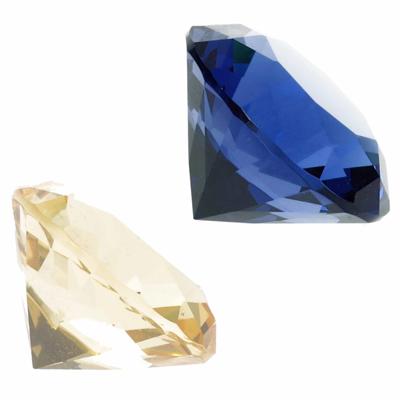Nep edelstenen / diamanten - van glas - 4 cm doorsnede - geel en blauw - decoratie of speelgoed