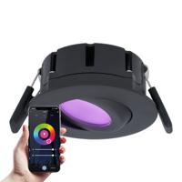 Napels smart inbouwspot - IP65 waterdicht - 8 Watt 600 Lumen - Kantelbaar - Wifi + Bluetooth - RGBWW - Google Home, Amazon Alexa en Siri - Zwart - Voor binnen en buiten