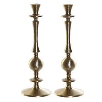 Set van 2x stuks luxe kaarsenhouder/kandelaar klassiek goud metaal 12 x 12 x 36 cm