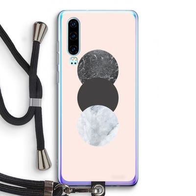 Marmeren cirkels: Huawei P30 Transparant Hoesje met koord