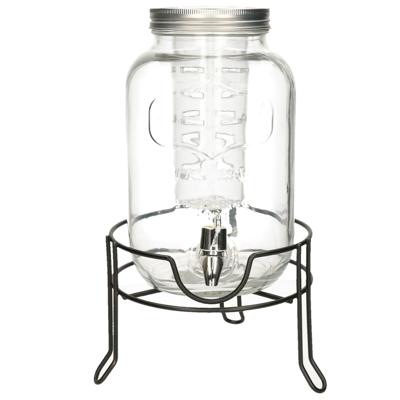 Limonade/drankdispenser op verhoger - 4 liter - transparant glas - H37 x B19 cm
