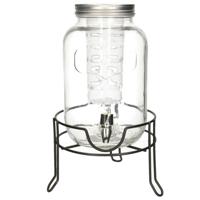 Limonade/drankdispenser op verhoger - 4 liter - transparant glas - H37 x B19 cm