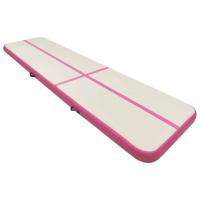 vidaXL Gymnastiekmat met pomp opblaasbaar 600x100x20 cm PVC roze - thumbnail