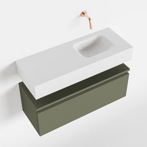 Toiletmeubel Mondiaz Andor | 80 cm | Meubelkleur Army | Lex vrijhangend wastafel Talc Rechts | Zonder kraangat