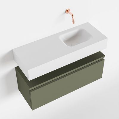Toiletmeubel Mondiaz Andor | 80 cm | Meubelkleur Army | Lex vrijhangend wastafel Talc Rechts | Zonder kraangat