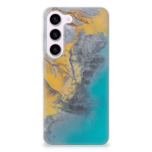 Samsung Galaxy S23 TPU Siliconen Hoesje Marble Blue Gold