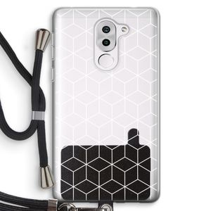 Zwart-witte kubussen: Honor 6X Transparant Hoesje met koord