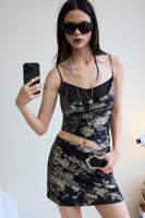 Gedrapeerd top T-shirt - BLACK - M