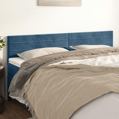 Hoofdborden 2 st 100x5x78/88 cm fluweel donkerblauw