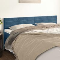 Hoofdborden 2 st 100x5x78/88 cm fluweel donkerblauw